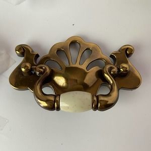 (7) Drawer Handles Brass and Ivory Style Vintage New Old Stock